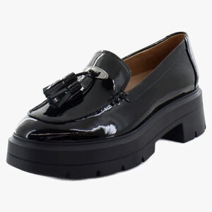 Naturalizer Womens Nieves Black Patent Leather Slip On Loafers Shoes 9.5M